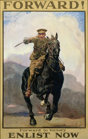 'Forward! Forward to Victory, Enlist Now', recruitment poster, 1915 (colour litho)
