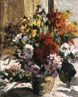 Summer Flowers in a Stoneware Vase (panel)