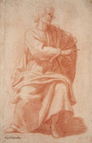 Seated Draped Male Figure (red chalk on paper) (see also 188036)