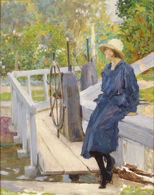Girl by a Lock (oil on panel)