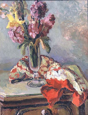 Hyacinths and Daffodils in a Glass Vase (panel)