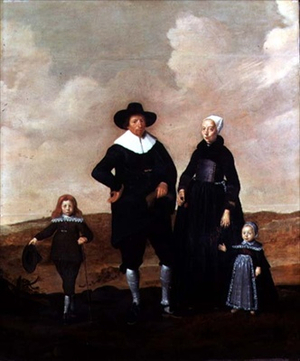 Portrait of a West Friesian Couple with Their Two Children (oil on panel)