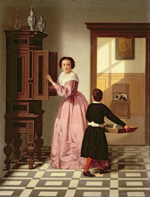 Figures in a Laundryroom, 1864 (oil on canvas)