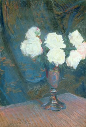 Roses in a Glass Vase, 1911 (pastel on paper)