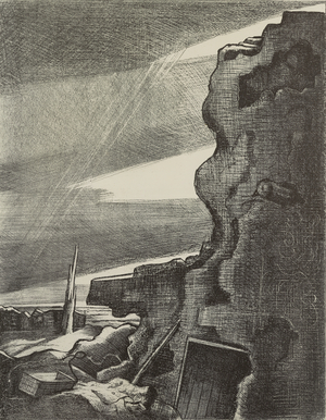 German Double Pill Box, Gheluvelt (litho)