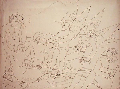The Mermaid, 1927 (pen and ink on paper)