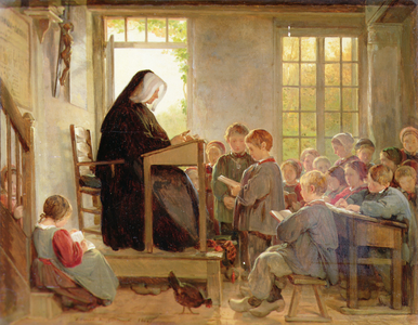 The Village School, 1860 (oil on canvas)