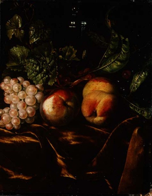 Still Life with Peaches, Grapes and a Glass