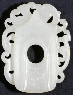 Openwork Pendant in the Form of an Axe Head (jade) (for reverse see 193862)