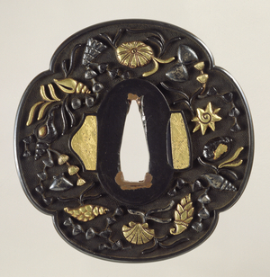 'Tsuba' Swordguard, Edo period 1615-1868, Japanese (inlaid bronze)