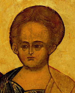 Icon depicting the Head of Christ, c.1550 (tempera & gold leaf on panel) (detail of 314500)