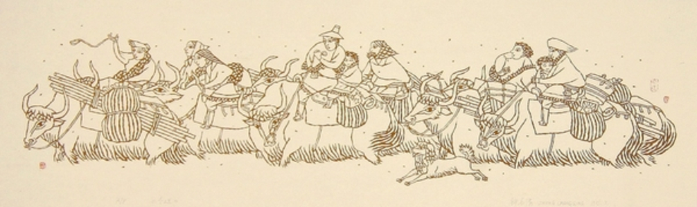 Winter Migration (Dongqian) 1998 (woodcut)