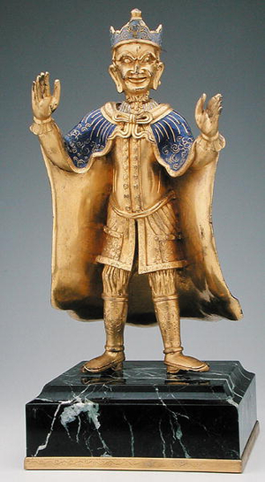 A cloisonne Daoist figure (enamel)