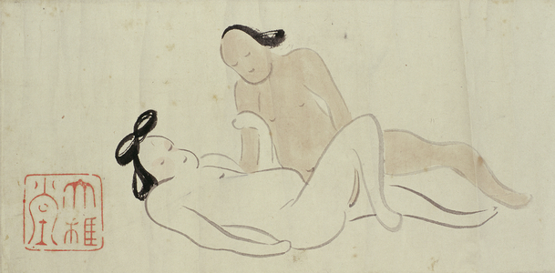 A 'Shunga' (erotic painting) (ink on paper)