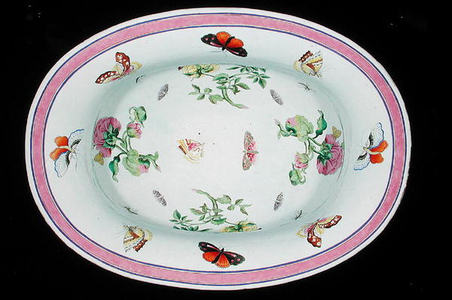Interior of a basin painted with a design by Cornelis Pronk (1691-1759) c.1730 (porcelain) (see 206565 & 231328 for exterior)