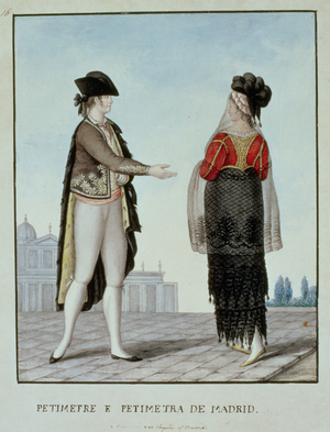 Nobleman and Noblewoman from Madrid, late 18th century (w/c on paper)