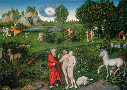 Adam and Eve in the Garden of Eden, 1530 (oil on panel)