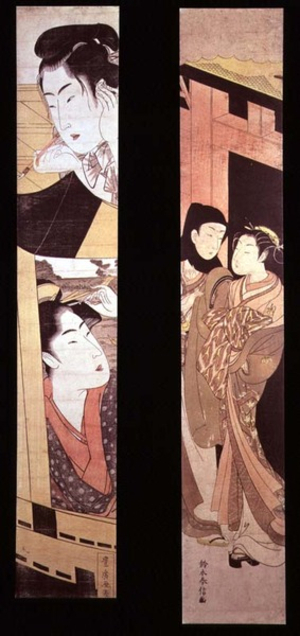 The Assignation: Two Lovers at a Gate, c.1768 (colour woodblock print)