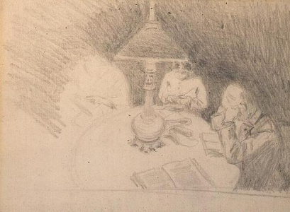 The Family, c.1880 (pencil)