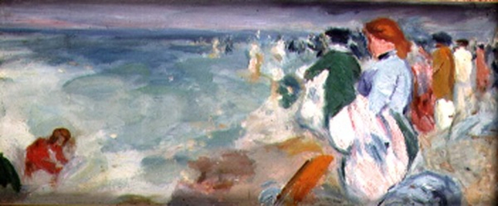 Figures on the Beach (oil on panel)