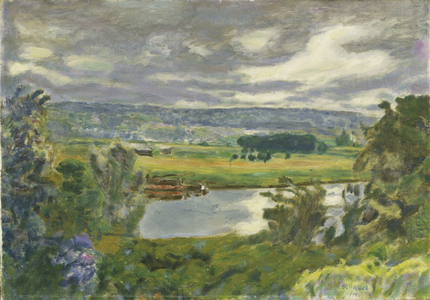 Landscape with a River in Stormy Weather, Vernon, 1914 (oil on canvas)