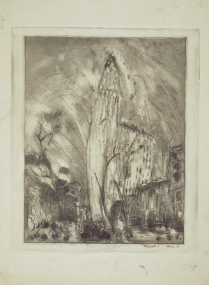 Woolworth Building, No.1, 1913 (etching with monotype inking)