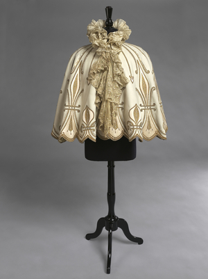 Cape, c.1895 (duvetyn with satin, gold braid, sequins, pearl & crystal beads)