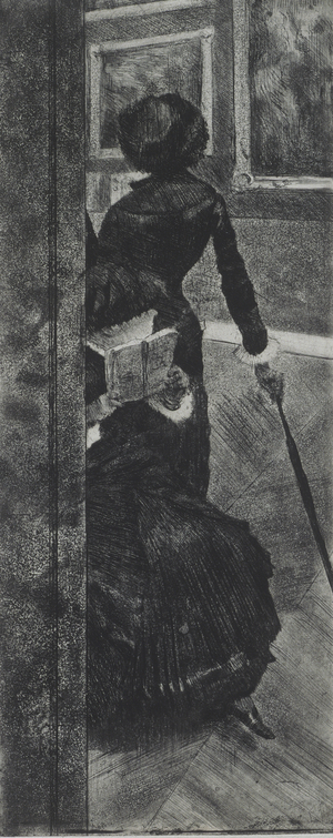 Mary Cassatt at the Louvre: The Paintings Gallery, c.1879-80 (etching, soft-ground etching, aquatint & drypoint on paper)