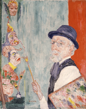 Self-Portrait with Masks, 1937 (oil on canvas)