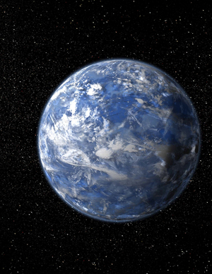 Artist's view of an ocean planet - Ocean planet - Artist's view of an exoplanet covered with water on its surface