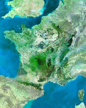 France seen by ENVISAT 2003 - Image of France obtained by the European satellite ENVISAT in 200