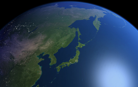 Japan seen from space - Japan seen from space - Japan seen from space. Composite satellite photos and computer illustration. Artwork composed from satellite photographs and computer generated images