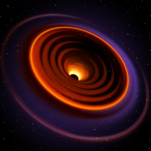 Stellar black hole - Artist view - Stellar black hole - Artist view - A stellar black hole is born from the gravitational collapse of a massive star. The stellar black holes have a mass of some solar masses. A black hole is a region of space whose gravitation is so strong that it will prevent any form of material or radiation from escaping. A stellar black hole is a black hole formed by the gravitational collapse of a massive star; it is also a region of space in which the gravitational field is so powerful that nothing can escape