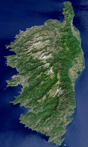 Corsica view by satellite: Corsica seen by satellite Landsat-8 on 17 May 2017. Corsica seen by satellite Landsat-8 on May 17 2017