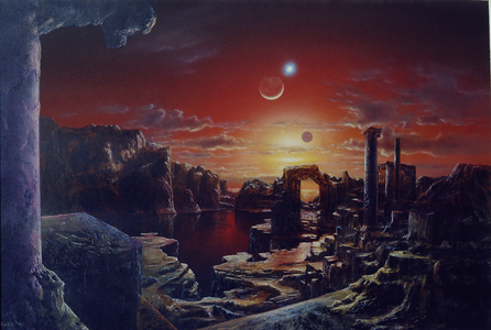 Ruins on an extrasolar planet - Ruins on an extrasolar planet - A civilization left its planet made uninhabitable by its star turned into a red geant