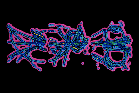 Traces of desintegration of a particle Z - Z particle decay tracks - Color treated image showing a particle Z disintegrating into an electron and a positron. Experience UA1. July 1992. In this color-treated picture of tracks reconstructed in UA1, a Z has decayed into an electron and a positron, which fly off in opposite directions (yellow)