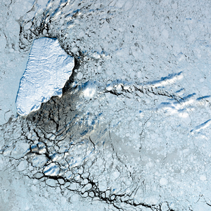 Akpatok Island, Quebec, seen by Landsat - 7 - Akpatok Island, Quebec seen by satellite - Akpatok Island, located in Ungava Bay, north Quebec, observed by Landsat satellite - 7 on 22/01/2001. Akpatok Island lies in Ungava Bay in northern Quebec, Canada. Accessible only by air, Akpatok Island rises out of the water as sheer cliffs that soar 500 to 800 feet (150 to 243 m) above the sea surface. The island is an important sanctuary for cliff - nesting seabirds. Numerous ice floes around the island attract walrus and whales, making Akpatok a traditional hunting ground for native Inuit people. 1/22/200