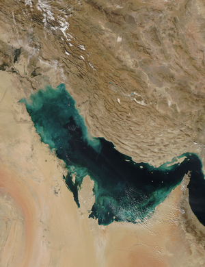 Persian Gulf seen by satellite - Persian Gulf from space - Persian Gulf seen by Aqua satellite on November 28, 2007. The Persian Gulf captured by the Moderate Resolution Imaging Spectroradiometer (MODIS) on NASA's Aqua satellite on November 28, 2007