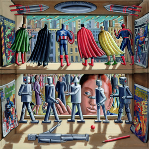 Super Robotic (acrylic on canvas on wood)