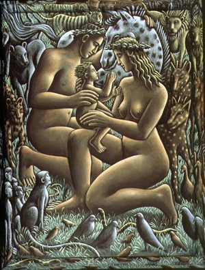 The Garden, 1992 (acrylic on canvas and wood)