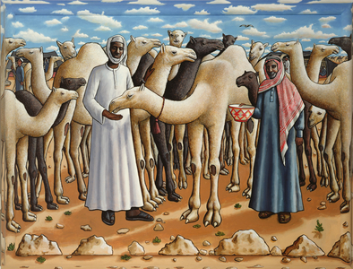 The Camel Herdsmen, 2007 (acrylic on canvas & painted wood frame)