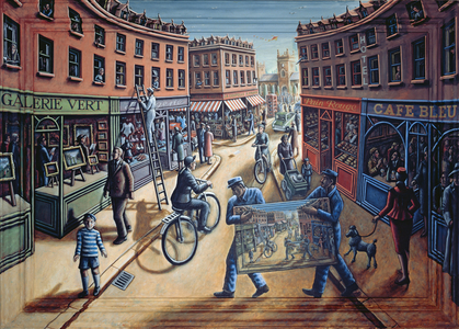 Street Life, 1995 (acrylic on canvas and wood)