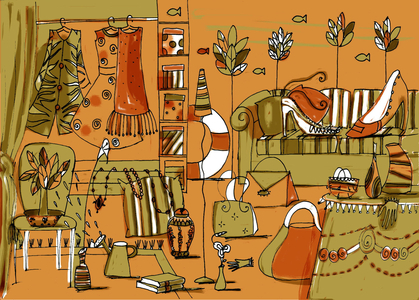 Dressing, designer shop, decoration and design Illustration 2013