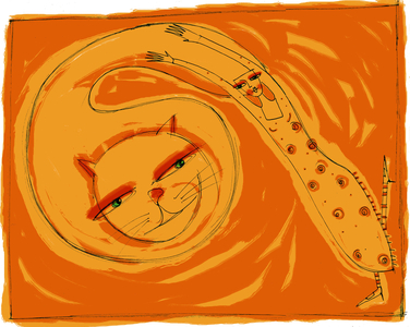 Strega del Tchesal (Chiesale): witch who turns into a cat to spy on men. Illustration by Patrizia La Porta.