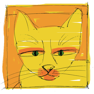 Portrait of a purring cat (A purring cat) Illustration 2013