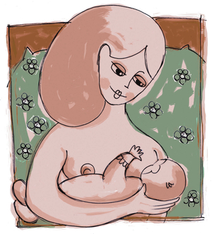 A mother breastfeeding her baby Illustration 2013