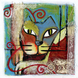Portrait of a purring cat (A purring cat) Illustration 2013
