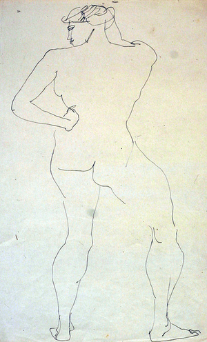 Female Nude from Back, 1913 (pen and ink on paper)