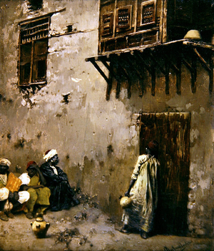 North African Scene (oil on panel)