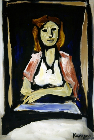 Woman at a Window (gouache, oil & charcoal)